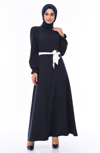 Navy Blue Hijab Dress 60038-06