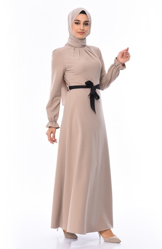 Beige Hijab Dress 60038-05