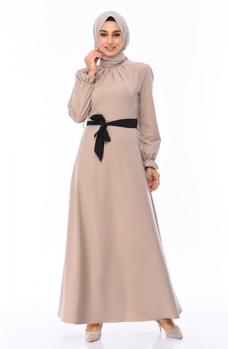 Beige Hijab Dress 60038-05