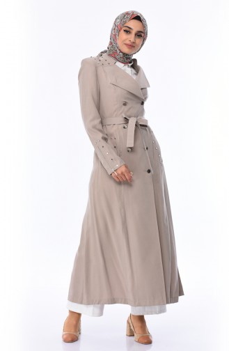 Zweireiher Abaya mit Gürtel 35747A-01 Beige 35747A-01