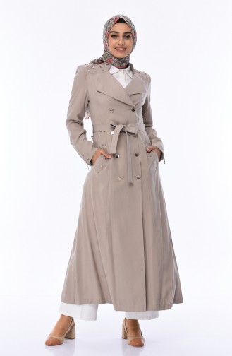 Zweireiher Abaya mit Gürtel 35747A-01 Beige 35747A-01