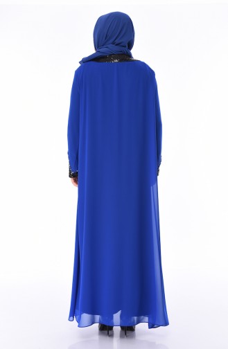 Robe de Soirée a Paillettes Grande Taille 6056-03 Bleu Roi 6056-03