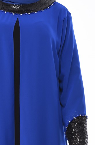 Robe de Soirée a Paillettes Grande Taille 6056-03 Bleu Roi 6056-03
