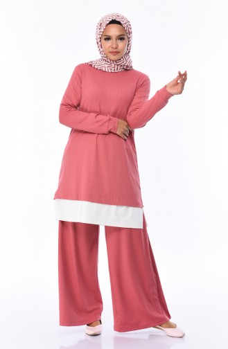 Ensemble Deux Pieces Tunique Pantalon 9075-05 Rose Pâle 9075-05