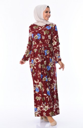 Claret Red Hijab Dress 0671-01