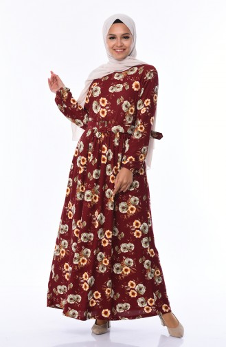 Claret Red Hijab Dress 0671A-01