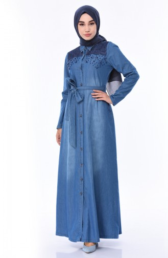 Denim Blue Hijab Dress 8885-01