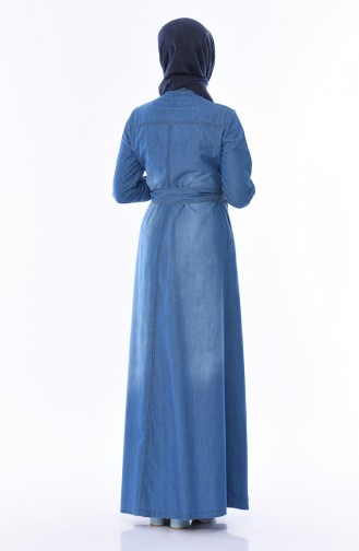 Jeansblau Hijab Kleider 8885-01