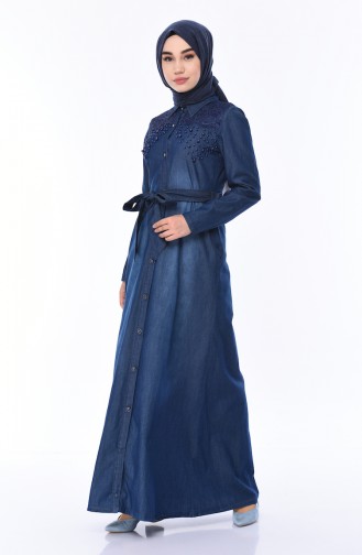 Robe Jean Perlées 8885-02 Bleu Marine 8885-02