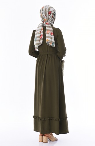 Gerafftes Kleid mit Band 2025-04 Khaki 2025-04
