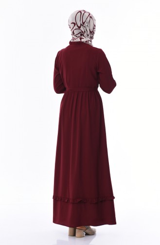 Gerafftes Kleid mit Band 2025-05 Weinrot 2025-05