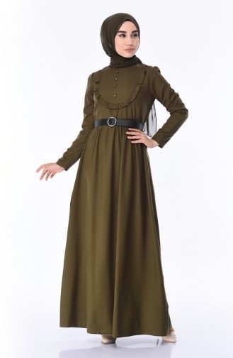 Khaki Hijab Kleider 8140-03