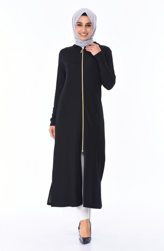 Lange Strickjacke mit Reissverschluss 5270-07 Dunkelblau 5270-07
