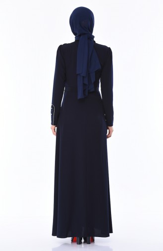 Navy Blue İslamitische Jurk 8152-03