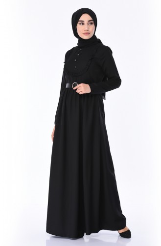 Schwarz Hijab Kleider 8140-01