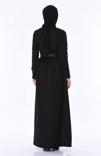 Fırfırlı Elbise 8140-01 Siyah