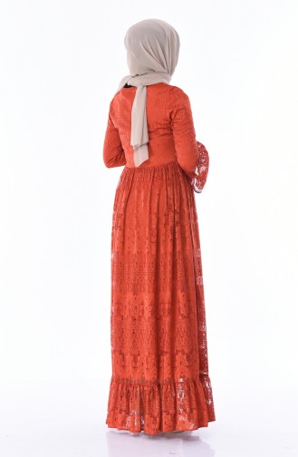 Brick Red Hijab Dress 81611-01