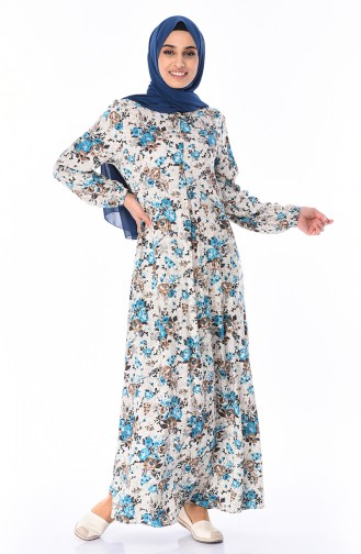 Turquoise Hijab Dress 0542-04