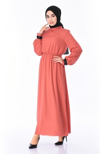 Beige-Rose Hijab Kleider 9082-04
