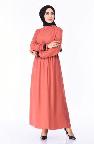 Beige-Rose Hijab Kleider 9082-04