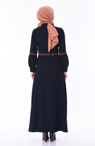 Navy Blue Hijab Dress 0998-04