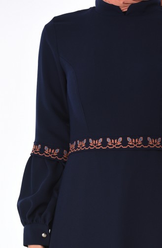 Navy Blue Hijab Dress 0998-04