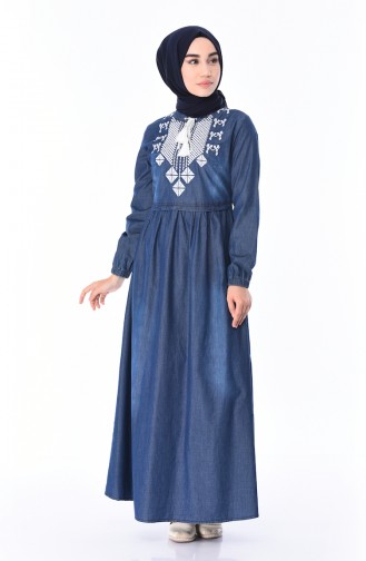 Robe Jean Brodée 3103-01 Bleu Marine 3103-01