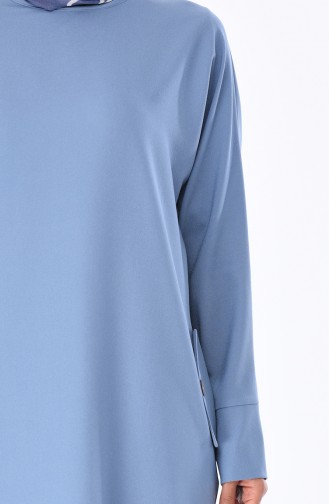 Cep Detaylı Elbise 0246-09 Mavi