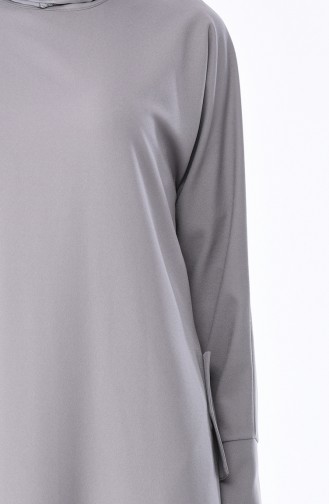 Tasche Detailliertes Kleid 0246-11 Grau 0246-11