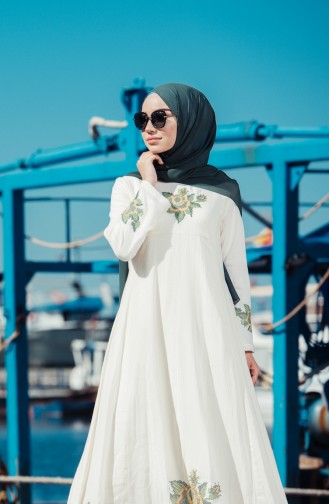 Ecru Hijab Dress 22210-03