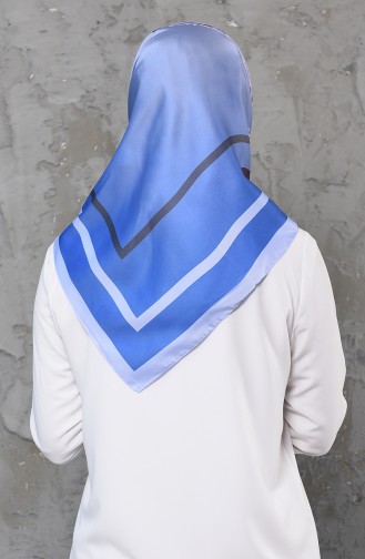 Desenli İpeksi Twill Eşarp 13060-10 Bebek Mavisi