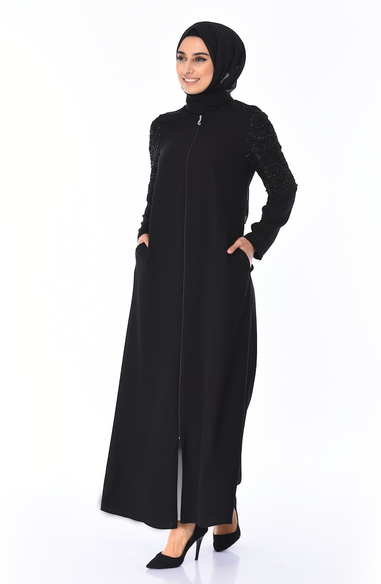 Abaya Manches élastique 0100-01 Noir 0100-01