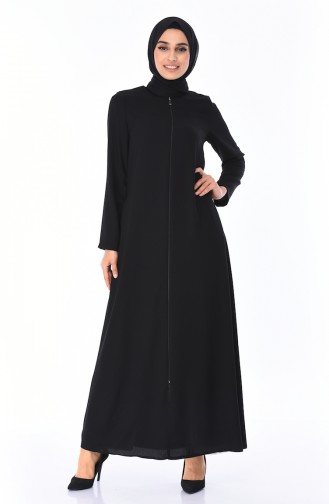 Abaya a Fermeture 0101-01 Noir 0101-01