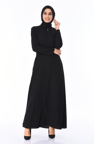 Abaya a Fermeture 0101-01 Noir 0101-01