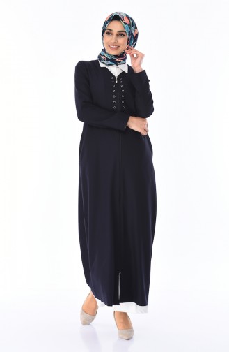 Detailliertes Abaya  0245-01 Dunkelblau 0245-01