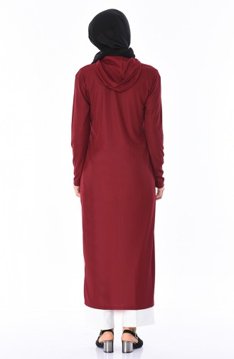 Fermuarlı Uzun Hırka 5270-05 Bordo