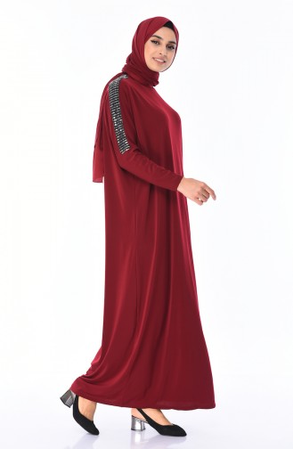 Claret Red Hijab Dress 1671-03