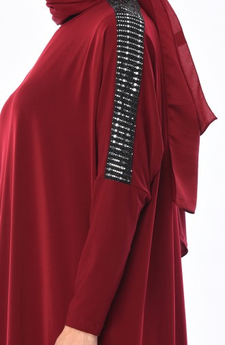 Yarasa Kol Sandy Elbise 1671-03 Bordo