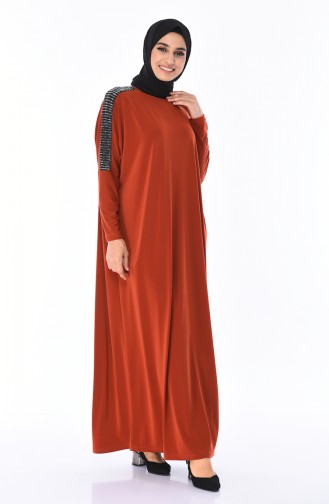 Brick Red Hijab Dress 1671-04