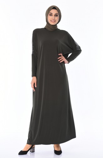 Khaki Hijab Dress 1671-06