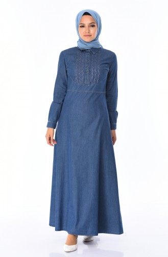 Navy Blue Hijab Dress 0301-02