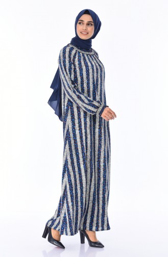 Navy Blue Hijab Dress 0080-01