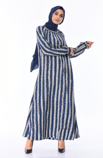 Navy Blue Hijab Dress 0080-01