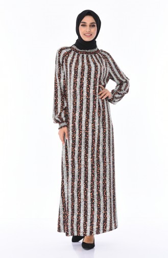 Ziegelrot Hijab Kleider 0080-02