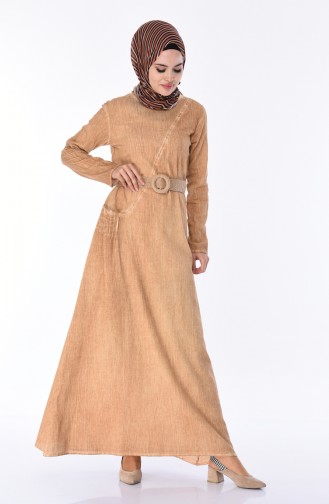 Beige Hijab Dress 3380-05