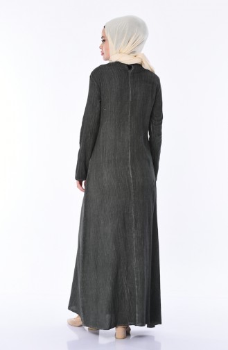 Şile Bezi Yıkamalı Elbise 9023-08 Haki Yeşil