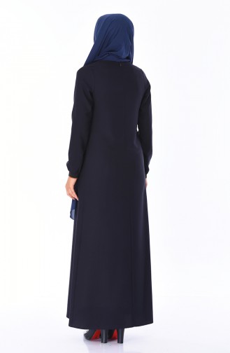 Navy Blue Hijab Dress 0244B-06