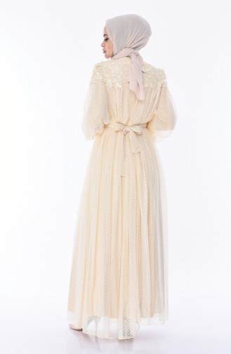 Beige Hijab Evening Dress 5070-05