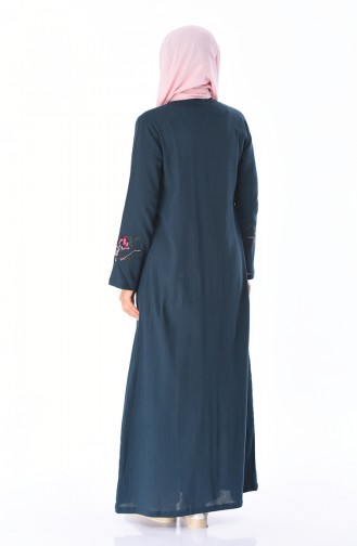 Besticktes Şile-Stoff Abaya 22206-01 Petroleumblau 22206-01