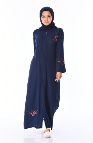 Besticktes Şile-Stoff Abaya 22206-02 Dunkelblau 22206-02